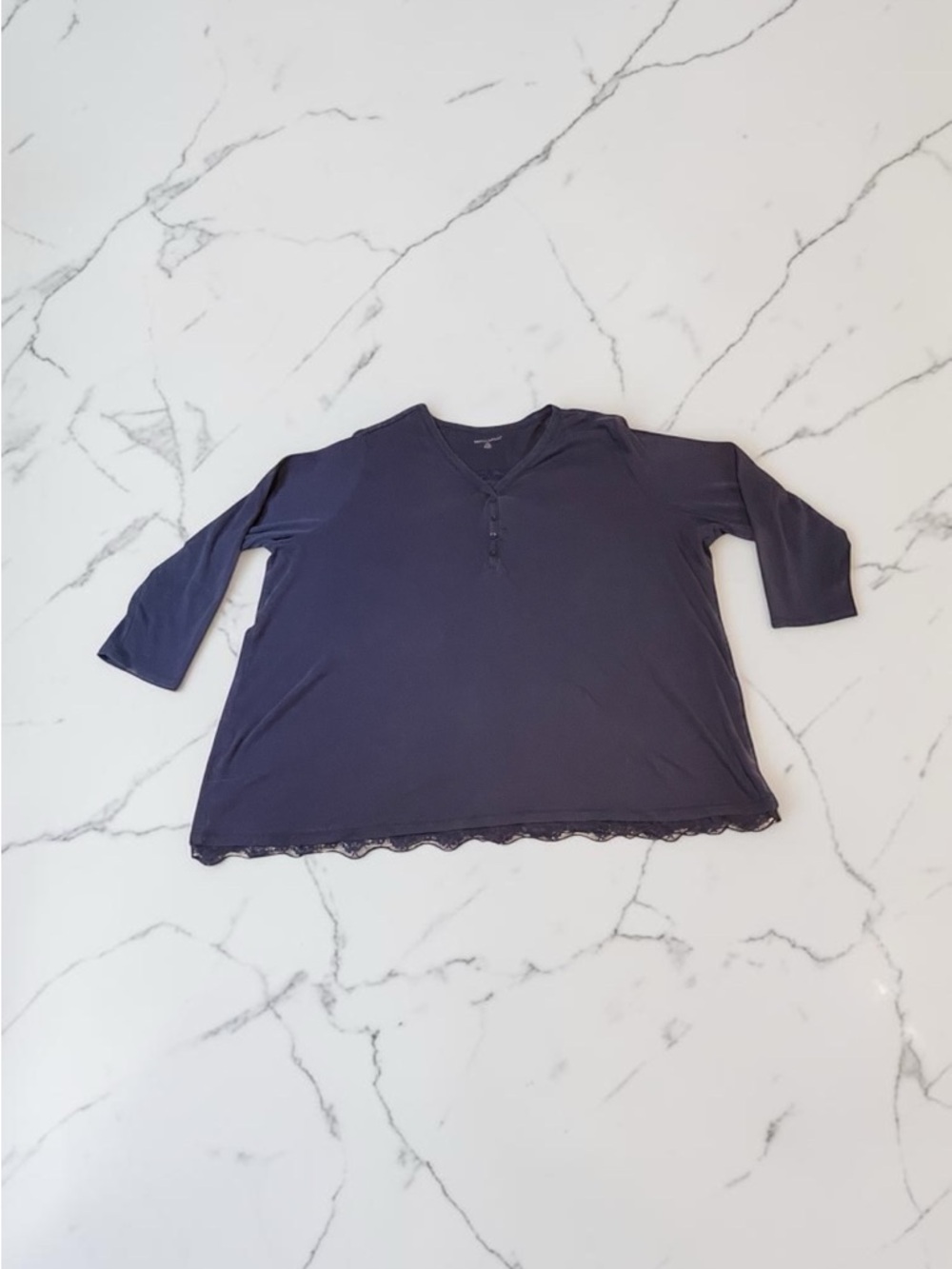 Woman Within Deep Blue Long Sleeve Tee - Picture 7 of 7